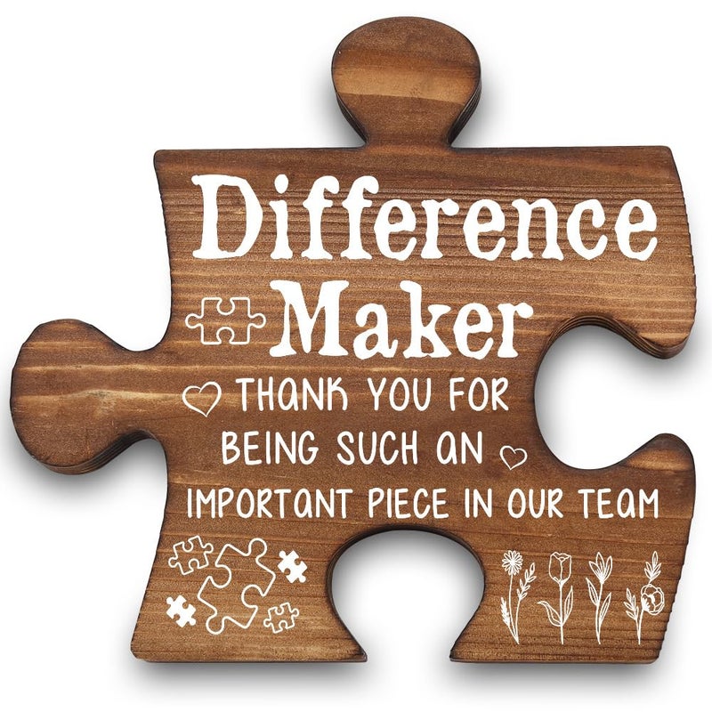 THRXOBN Difference Maker Piece Plaque, Thank You Gift for Team Member, Inspirational Office Decor for Coworker Teacher Nurse Volunteer, 5.5x5.2 Inch,WVV2 - Image 1