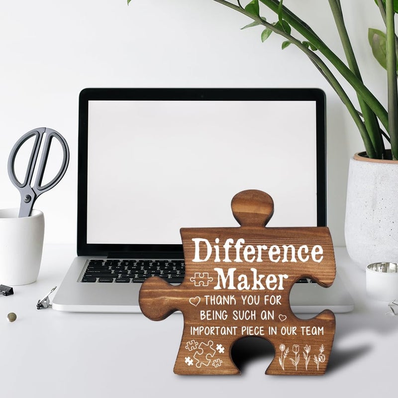 THRXOBN Difference Maker Piece Plaque, Thank You Gift for Team Member, Inspirational Office Decor for Coworker Teacher Nurse Volunteer, 5.5x5.2 Inch,WVV2 - Image 3