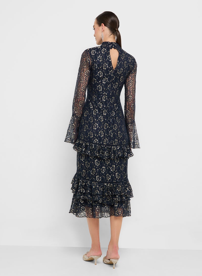 Frock and Frill Ruffle Flared Sleeve Midi Dress  - Image 2