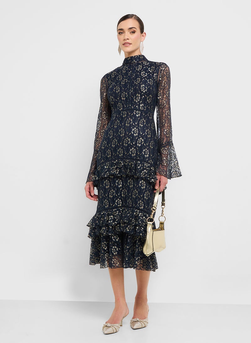 Frock and Frill Ruffle Flared Sleeve Midi Dress  - Image 4