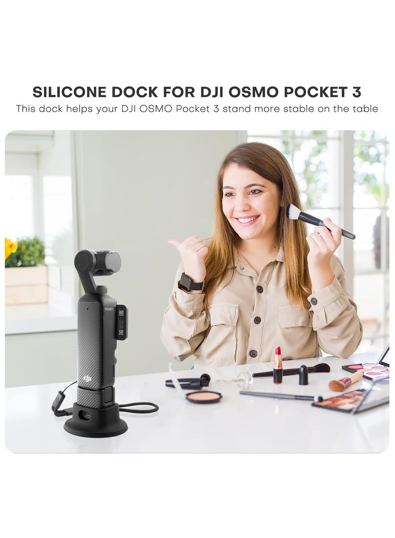 Camera Mount Stand Base for DJI Osmo Pocket 3,Wider Non-Slip Stable Desktop Mount,Silicone Base Gimbal Support Adapter Stabilizer for Osmo Pocket 3 Action Camera Accessories  - Image 5