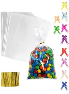 100 Pcs Cellophane Bags, Clear Cello Gift Bags, 100 Pcs Treat Bags with Twist Ties and Ribbons Bows, Party Favor Candy Bags for Bakery, Popcorn, Cookies, Candies, Dessert, 18*25cm - pzsku/ZC8BB0FCA2BEEC8FA0FA7Z/45/_/1728876204/fc72400c-a7a0-428a-86bc-2d570f8e195c