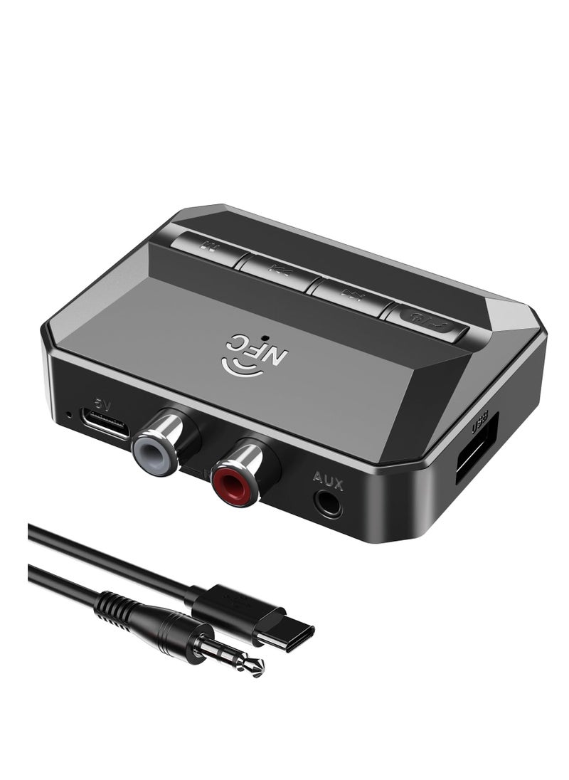 SYOSI - Bluetooth 5.3 Receiver Audio Adapter for Home Stereo, NFC-Enabled Bluetooth Stereo Adapter for Speakers, RCA 3.5mm AUX for Music Streaming Stereo System, Support USB Driver/TF Card Play Music - Image 1