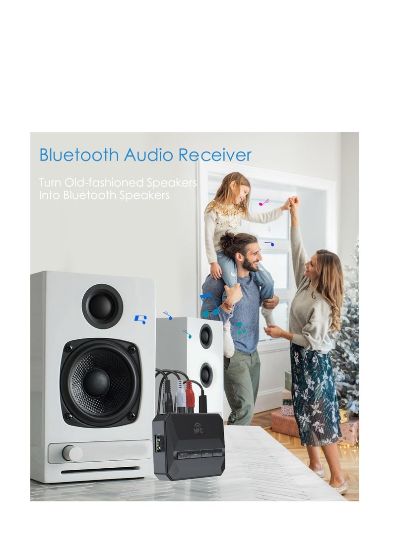 SYOSI - Bluetooth 5.3 Receiver Audio Adapter for Home Stereo, NFC-Enabled Bluetooth Stereo Adapter for Speakers, RCA 3.5mm AUX for Music Streaming Stereo System, Support USB Driver/TF Card Play Music - Image 1