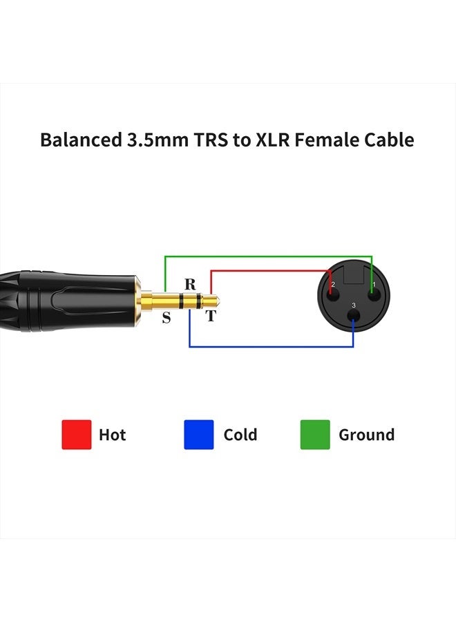 CableCreation كابل 1/8 بوصة 3.5 مم إلى XLR، كابل ميكروفون XLR أنثوي متوازن إلى 3.5 مم بطول 3 أقدام/0.9 م، أسود - Image 2
