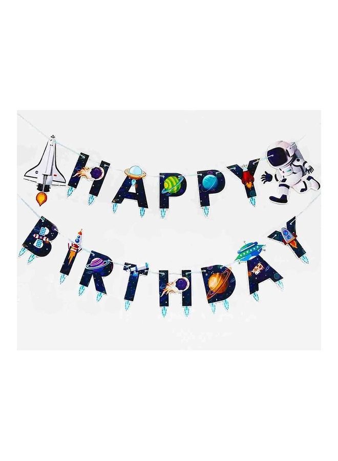 NIBEMINENT Spaceship Happy Birthday Decoration Banner