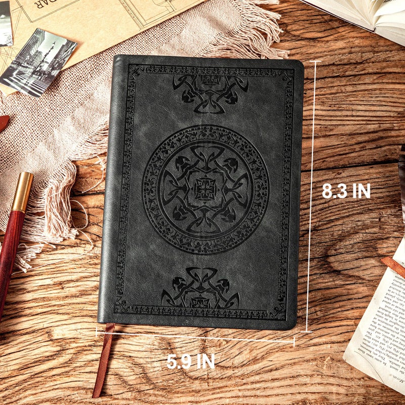 CAGIE Lined Journal for Men Soft Cover Notebook Leather Journals for Writing, 180 Lay Flat Vintage Mens Journal Personal Diary, 5.7'' X 8.3'', Black - Image 4