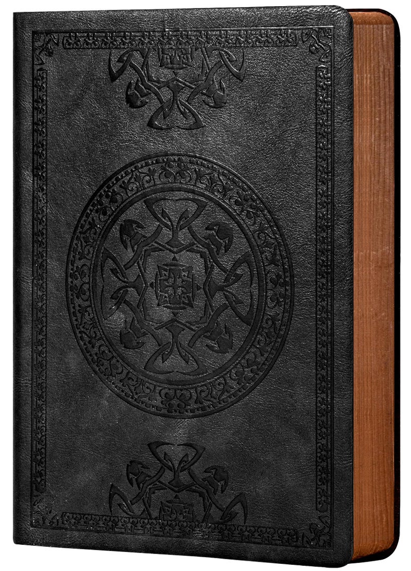CAGIE Lined Journal for Men Soft Cover Notebook Leather Journals for Writing, 180 Lay Flat Vintage Mens Journal Personal Diary, 5.7'' X 8.3'', Black - Image 1