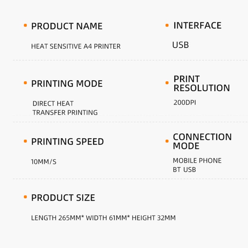 Portable Printer Wireless Inkless Printer Supports 8.26''x11.69'' Thermal Paper Printer BT Connection Printer A4 Thermal Paper Compatible with iOS, Android & Laptop for Office Car Home, Travel, - Image 4