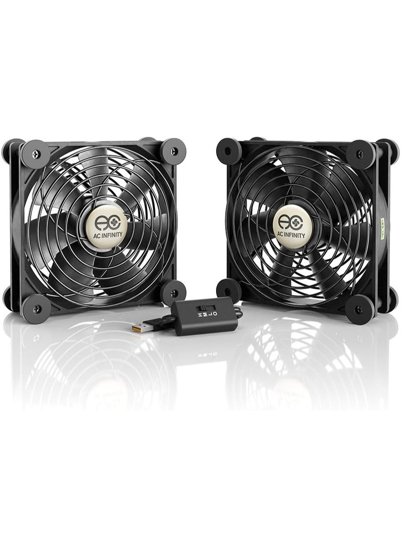AC Infinity مروحة AC Infinity MULTIFAN S7، مروحة USB مزدوجة 120 مم هادئة، معتمدة من UL لتبريد أجهزة الاستقبال DVR بلاي ستيشن إكس بوكس كمبيوتر خزانة - Image 1