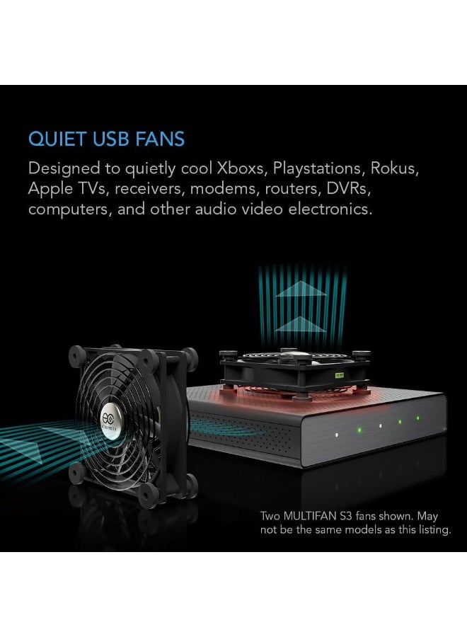 AC Infinity مروحة AC Infinity MULTIFAN S7، مروحة USB مزدوجة 120 مم هادئة، معتمدة من UL لتبريد أجهزة الاستقبال DVR بلاي ستيشن إكس بوكس كمبيوتر خزانة - Image 4