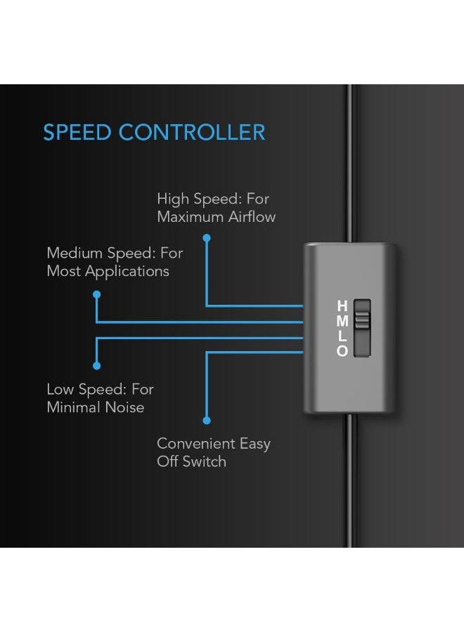 AC Infinity مروحة AC Infinity MULTIFAN S7، مروحة USB مزدوجة 120 مم هادئة، معتمدة من UL لتبريد أجهزة الاستقبال DVR بلاي ستيشن إكس بوكس كمبيوتر خزانة - Image 3