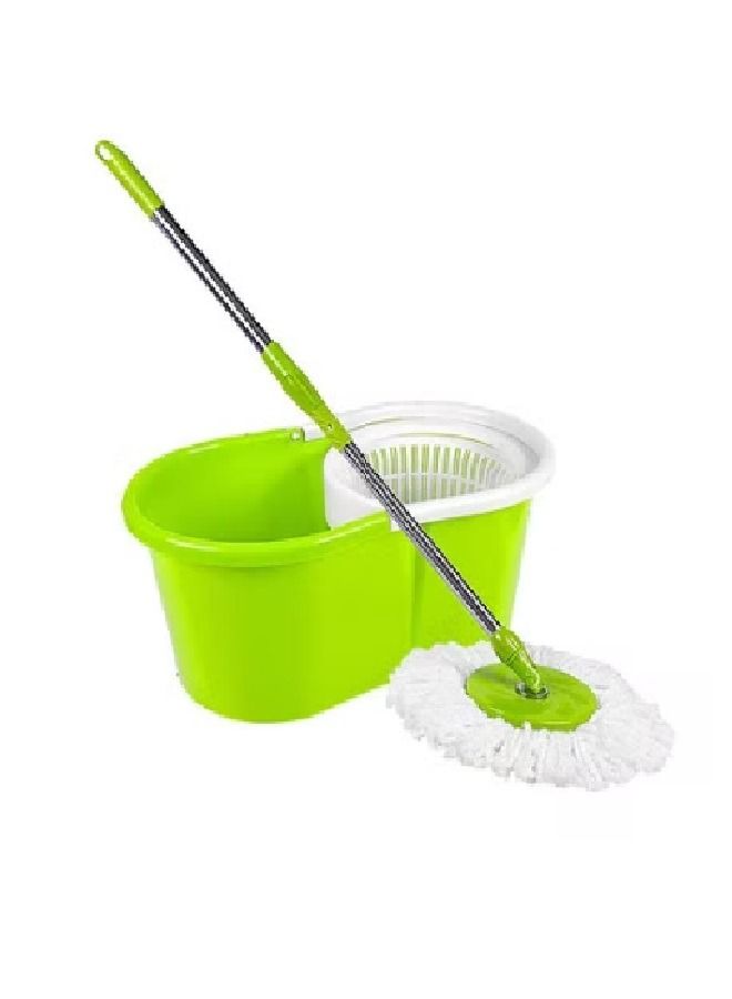 ممسحة دوارة 360 درجة من الستانلس ستيل مع دلو أخضر/أبيض - Image 1