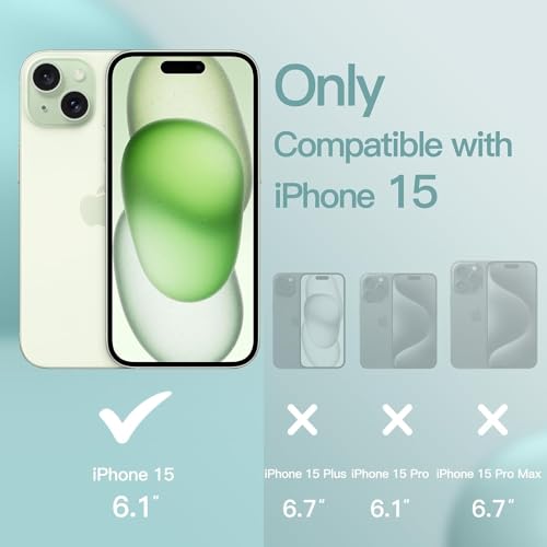 DIZORO Protective Case Compatible for iPhone 15 6.1 Inch, Slim Liquid Silicone 3 Layers Full Covered Soft Gel Rubber Phone Case Cover (Mint Green) - Image 2