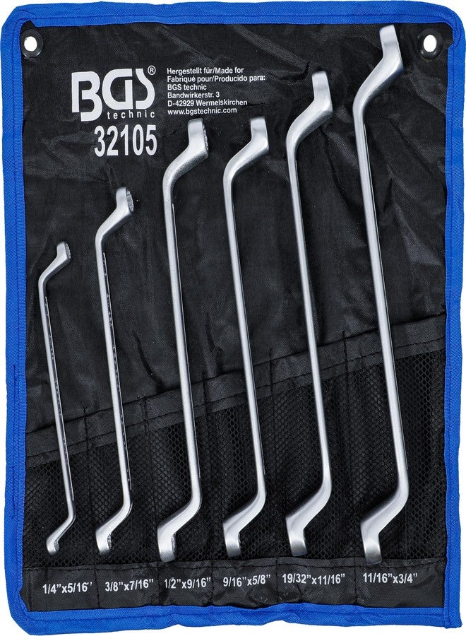 BGS 32105 Double Ring Spanner Set, 75 ° offset, 1/4 inch and 3/4inch, Inch Sizes, Set of 6 - Image 1