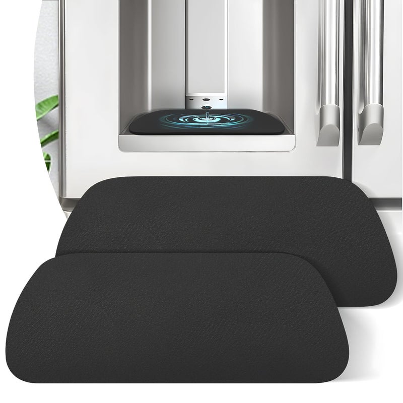 LOPNUR Refrigerator Drip Tray 2 Pack Cuttable Refrigerator Drip Catcher Fridge Water Dispenser Drip Mat Absorbent Fridge Mat Fridge Accessories for Samsung Whirlpool GE Trapezoid 83x31 Black