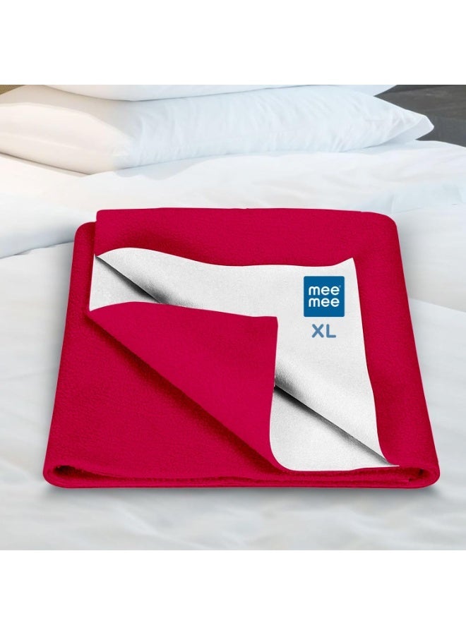 مي مي ملاءة حماية للسرير من القطن قابلة لإعادة الاستخدام ومقاومة للماء من "مي مي" (Mee Mee) / بساط فائق الامتصاص / ملاءة تجفيف / ملاءة حماية من البول / بساط جاف (140 سم × 220 سم) (مقاس كبير جداً، وردي داكن) - Image 1