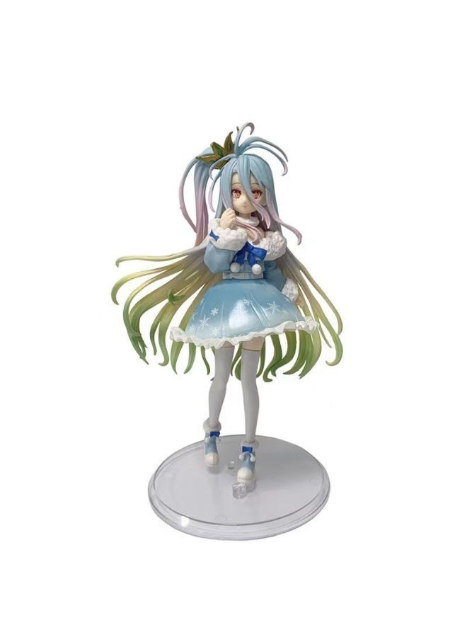 No Game No Life Shiro Special Edition Figure, Winter Outfit Beautiful Girl Anime Statue（Height：21 CM） - Image 1