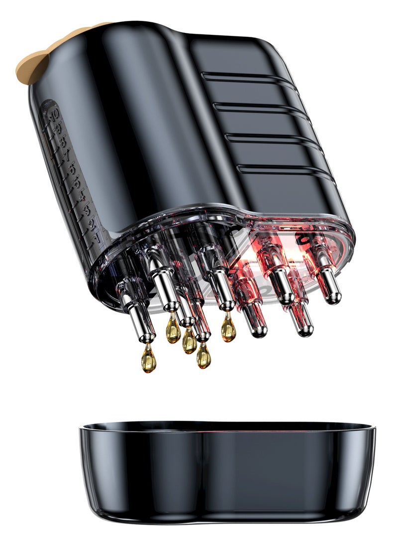 Generic 2 in 1 Electric Hair Oil Dispenser Scalp Massager Scalp Applicator Brush,Hair Oiling Applicator, Oil Applicator for Hair, Oil Dispenser for Hair Growth, Scalp Massager Applicator Brush for Hair Treatment Essential Oils Liquids, Automatic Massage Function, Fast Absorption, Suitable for Scalp Care and Massage at Home Or Outdoors black  - Image 1