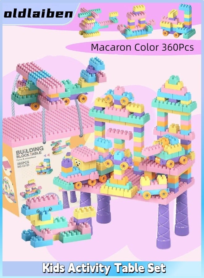 oldlaiben Kids Activity Table Set, Multi-Functional Educational Study Block Table, Building Block Table Set, Educational Assembling Toys, for Toddlers Boys Girls Toy（Macaron Color 360Pcs） - Image 1