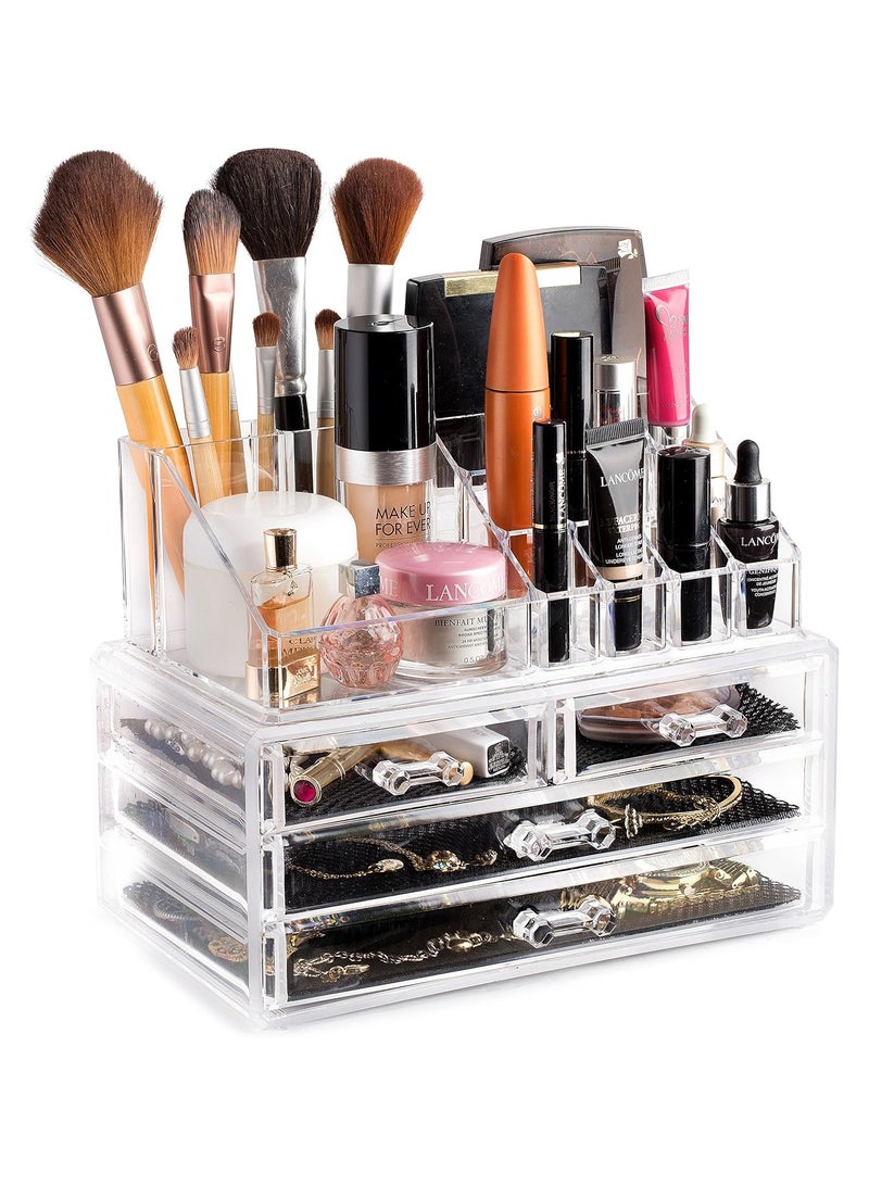 Generic Acrylic Makeup Organizer Adjustable Cosmetic Storage Bag Large Capacity Fits Jewelry Makeup Brushes Lipstick Clear - Cosmetic Storage Organizer Easily organize your jewelry and hair accessories. Looks elegant when placed on your vanity, bathroom counter or dresser. Transparent design for easy viewing - Rings, Earrings, Makeup Brush Organizer - Makeup Organizer - Excellent Gift for Girls on Wedding Anniversary, Birthday, Valentine's Day - Women's Accessories Organizer and Vanity  - Image 2