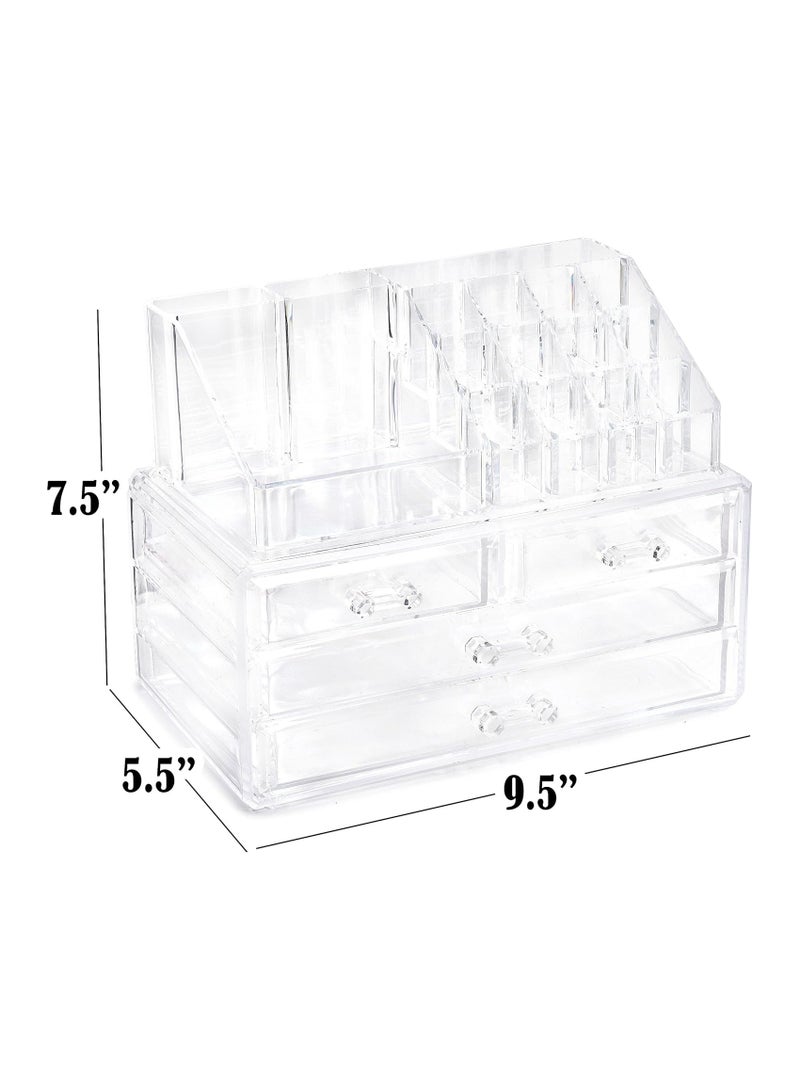 Generic Acrylic Makeup Organizer Adjustable Cosmetic Storage Bag Large Capacity Fits Jewelry Makeup Brushes Lipstick Clear - Cosmetic Storage Organizer Easily organize your jewelry and hair accessories. Looks elegant when placed on your vanity, bathroom counter or dresser. Transparent design for easy viewing - Rings, Earrings, Makeup Brush Organizer - Makeup Organizer - Excellent Gift for Girls on Wedding Anniversary, Birthday, Valentine's Day - Women's Accessories Organizer and Vanity  - Image 3
