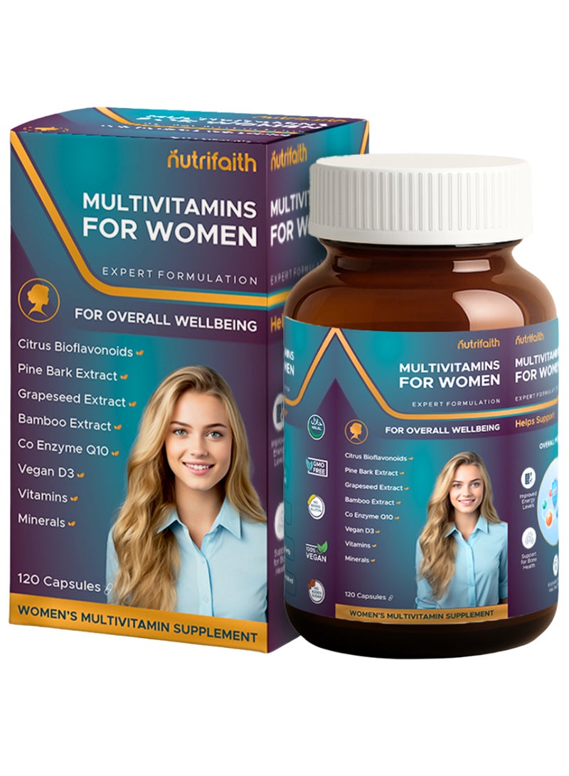 Nutrifaith Multivitamins for Women – Complete Daily Vitamin & Mineral Support for Energy, Immunity & Wellness – 120 Tablets - Image 1