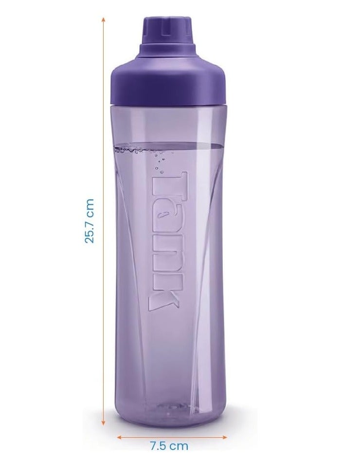 Tank Tritan Plastic Water Bottle 800mL, Purple - Image 3