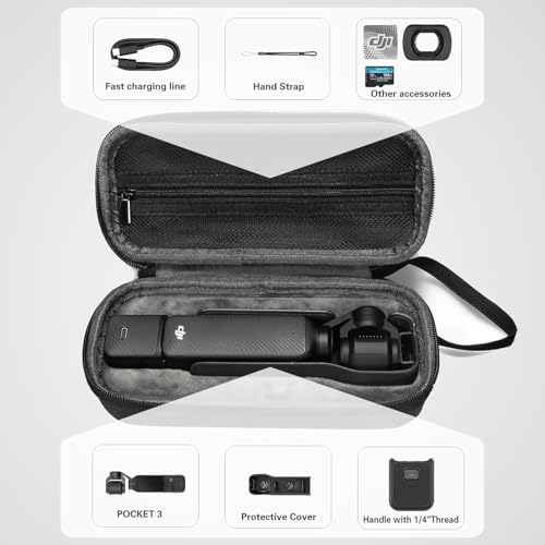 ADOFYS Portable Carrying Case for DJI Osmo Pocket 3 | Hard EVA Shockproof Travel Storage Case for Pocket 3 Camera & Accessories | Water-Resistant & Dustproof with Secure Strap (Camera not Included) - Image 3