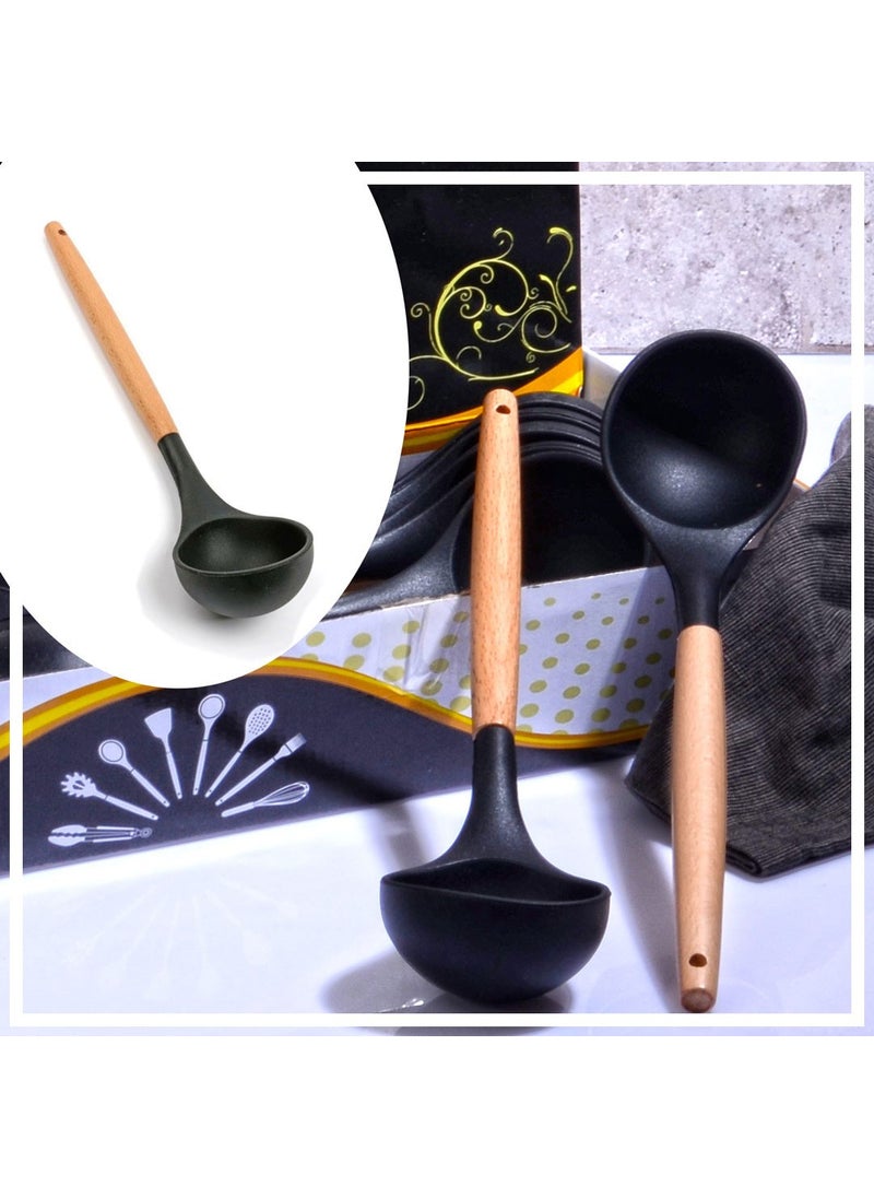 Hazarpazar Hazar Pazar Bamboo Handle Silicone Ladle - Black  - Image 1