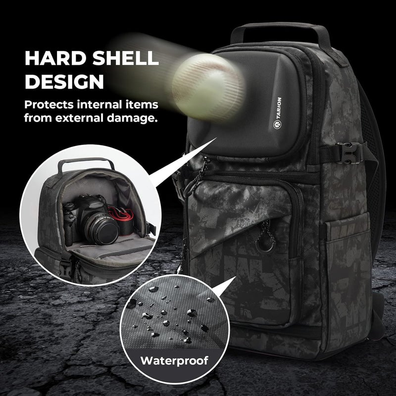 TARION Camera Bag Sling Camera Shoulder Bag Waterproof Photo Backpack SLR with Rain Cover Camera Bag Compatible with DSLR SLR Camera Lens Tripod (TR-S, Black) - Image 2