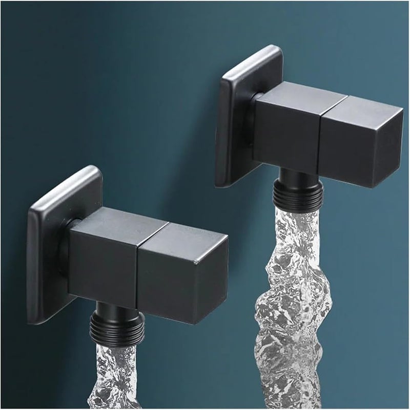 صمام زاوية مثلثي من النحاس الأصفر الصلب الأسود مطلي بالكروم 1/2 بوصة للحمام والمرحاض - Image 4