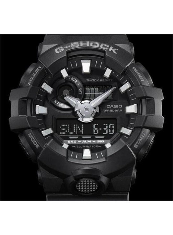 CASIO G-SHOCK GA-700-1BDR Analog-Digital Men’s Watch, Shock Resistant, 200M Water Resistant, Black Resin Strap - Image 4
