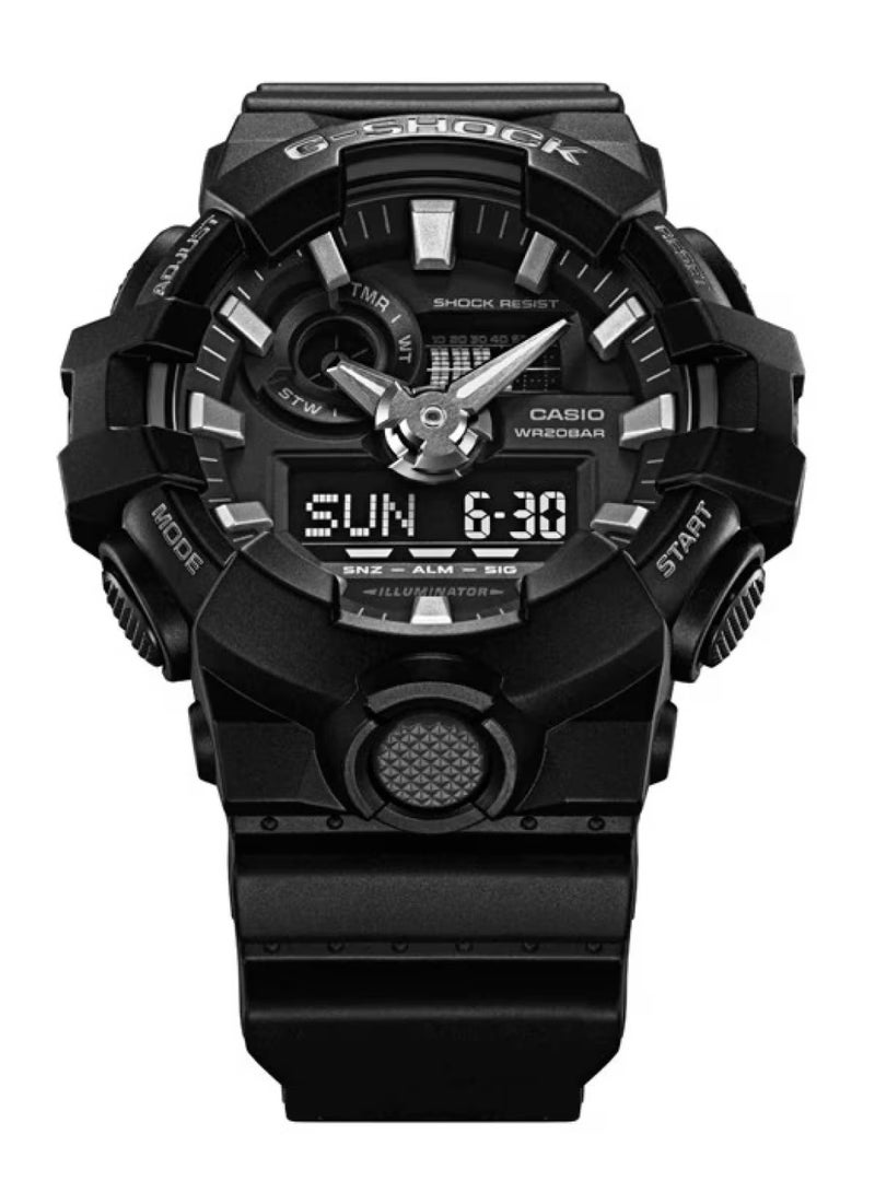 CASIO G-SHOCK GA-700-1BDR Analog-Digital Men’s Watch, Shock Resistant, 200M Water Resistant, Black Resin Strap - Image 3