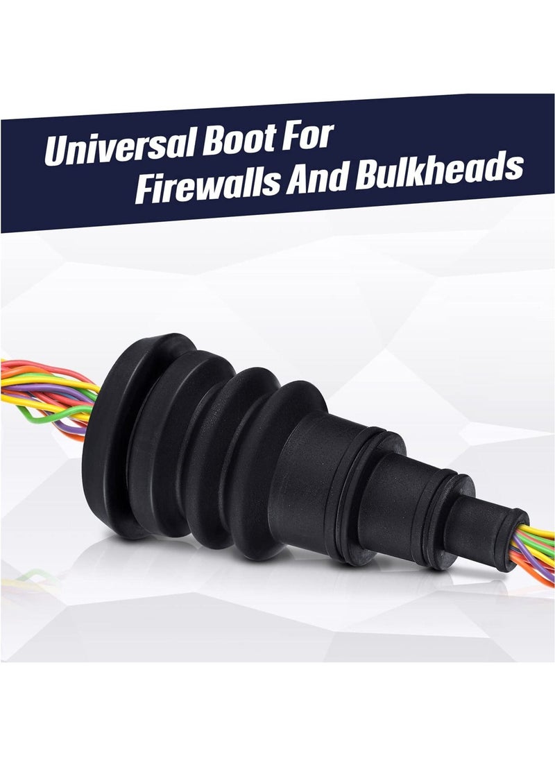 4 Pieces Universal Firewall Boots Firewall Grommets Automotive Rubber Grommets For Wire Bundles 3/8 to 1 Inch Diameter Wire Bundle Boots Quick and Easy Grommets for Vehicle Running Cables