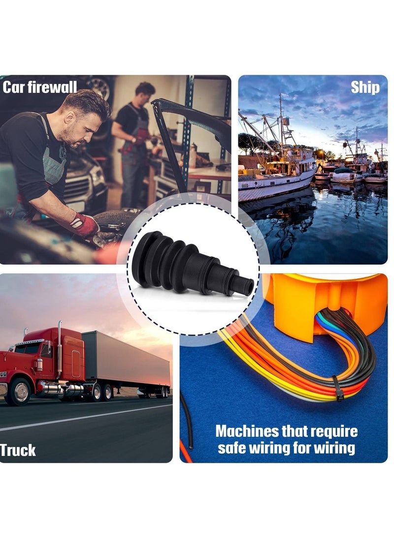 4 Pieces Universal Firewall Boots Firewall Grommets Automotive Rubber Grommets For Wire Bundles 3/8 to 1 Inch Diameter Wire Bundle Boots Quick and Easy Grommets for Vehicle Running Cables