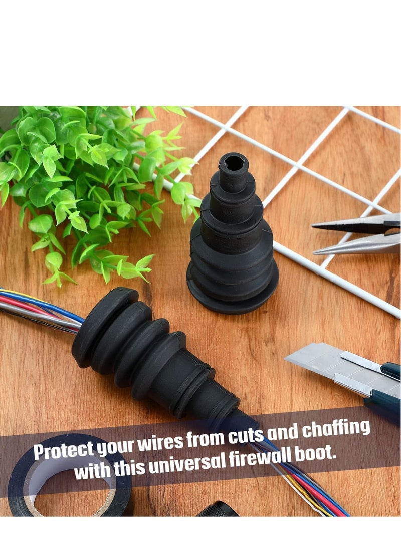 4 Pieces Universal Firewall Boots Firewall Grommets Automotive Rubber Grommets For Wire Bundles 3/8 to 1 Inch Diameter Wire Bundle Boots Quick and Easy Grommets for Vehicle Running Cables