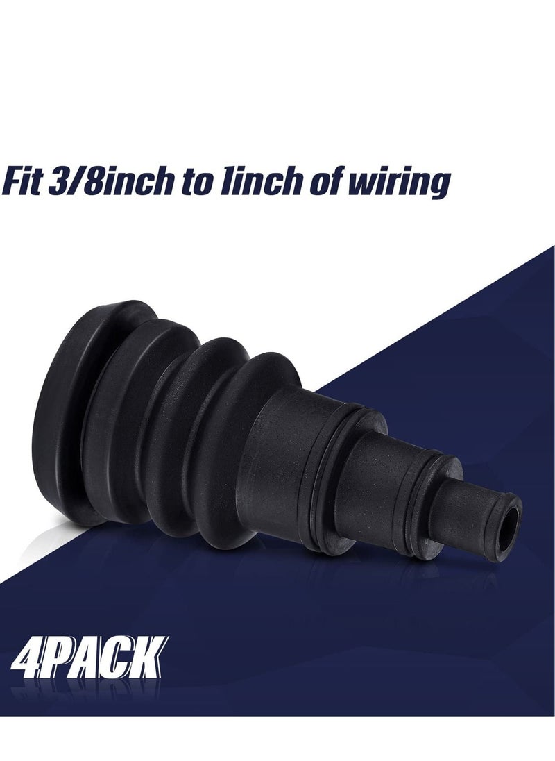 4 Pieces Universal Firewall Boots Firewall Grommets Automotive Rubber Grommets For Wire Bundles 3/8 to 1 Inch Diameter Wire Bundle Boots Quick and Easy Grommets for Vehicle Running Cables