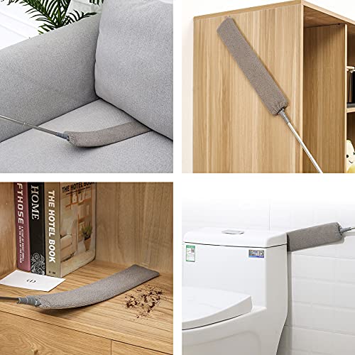 Jonbyi Upgraded Under Appliance Cleaning Gadgets, Microfiber Gap Duster, Skinny Flat Duster with Extendable Pole 26-55 Inches, Suitable for Underneath Cleaning of Furniture, Fridges, Couch, Stove, Bed - Image 2
