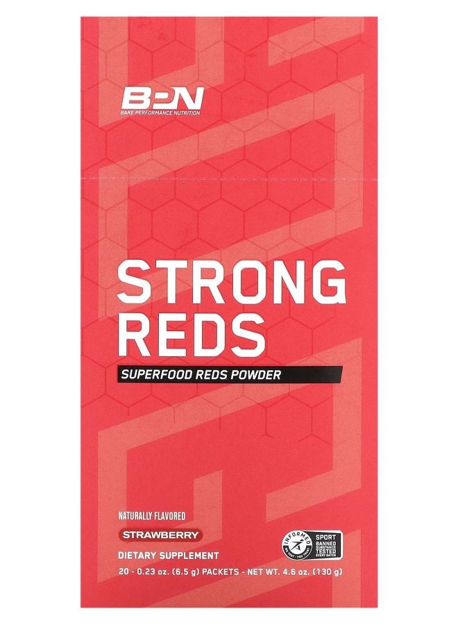 Bare Performance Nutrition Strong Reds Strawberry 20 Packets 0.23 oz (6.5 g) Each