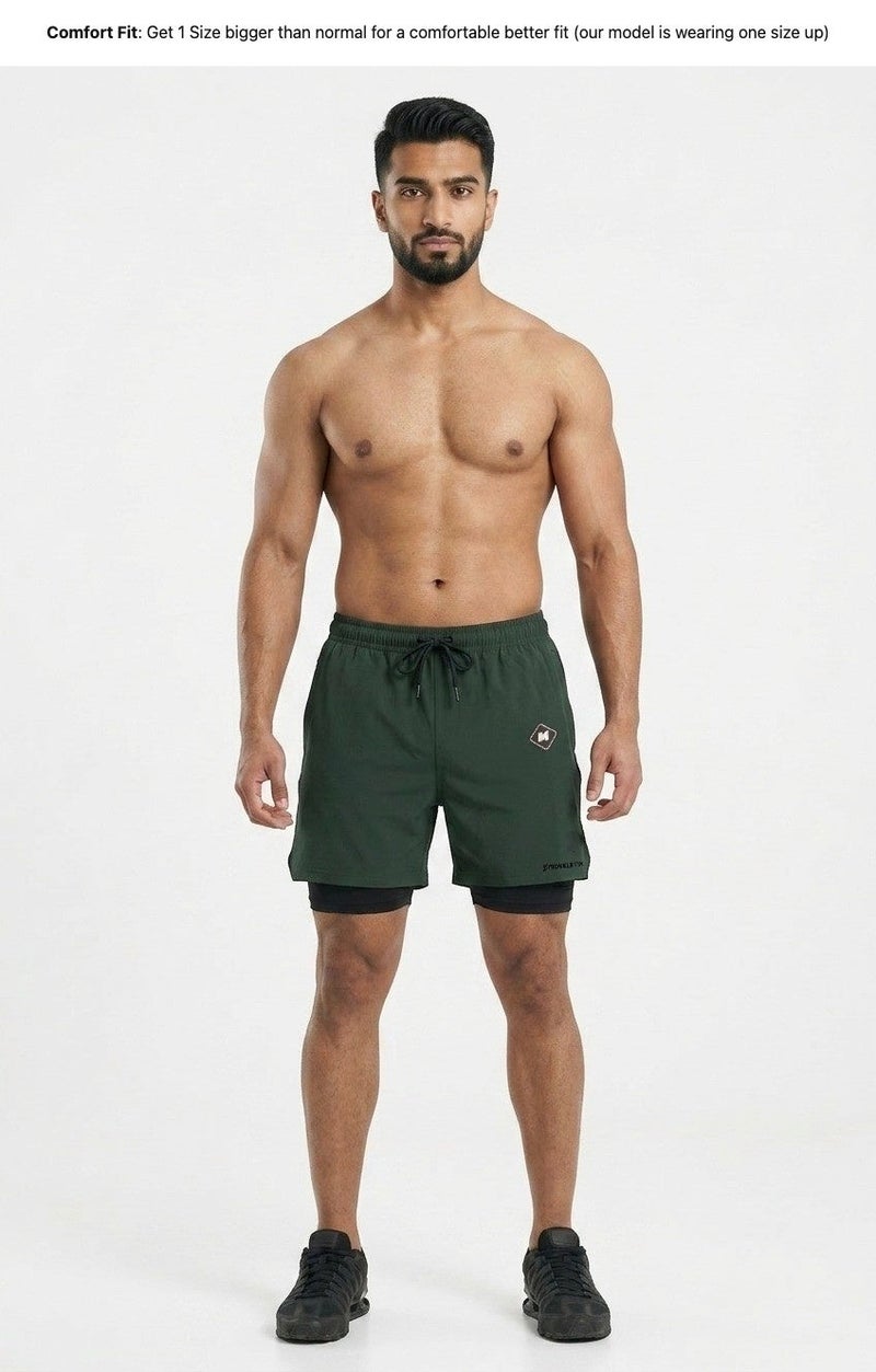 Moveletix Men's 2in1 Training Shorts Green - Image 4