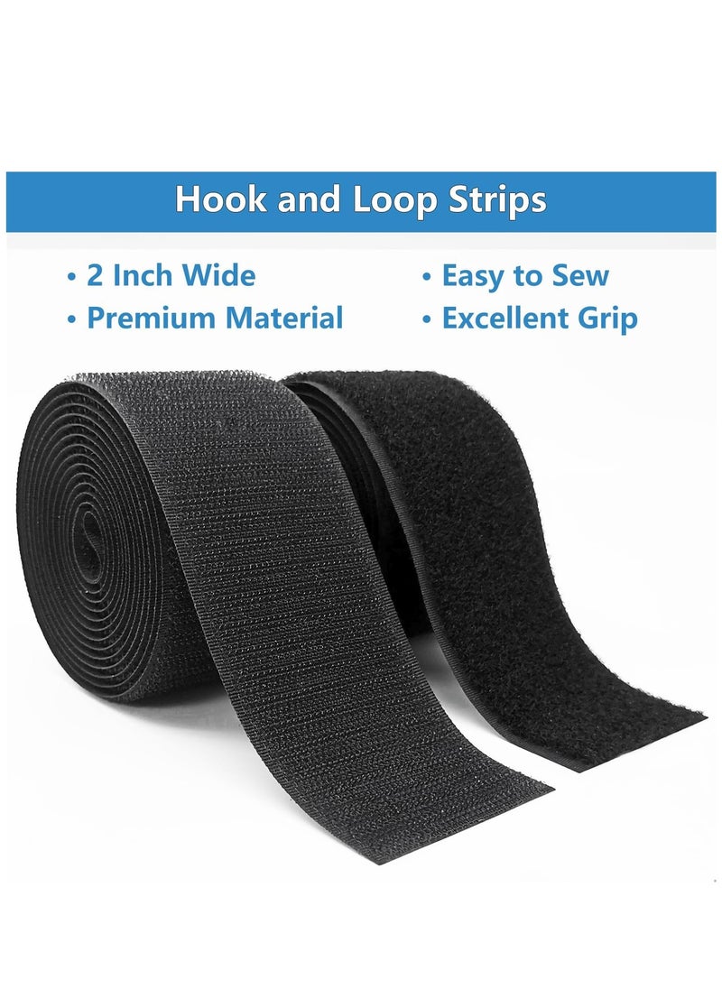 General - Hook and Loop Strips, 2 Inch Wide, Easy to Sew, Excellent Grip,Adhesive, Interlocking Tape, Hook and Loop Tape for Clothing Sewing Crafts and DIY Projects, Each Roll 2'' x 6', Black - Image 1