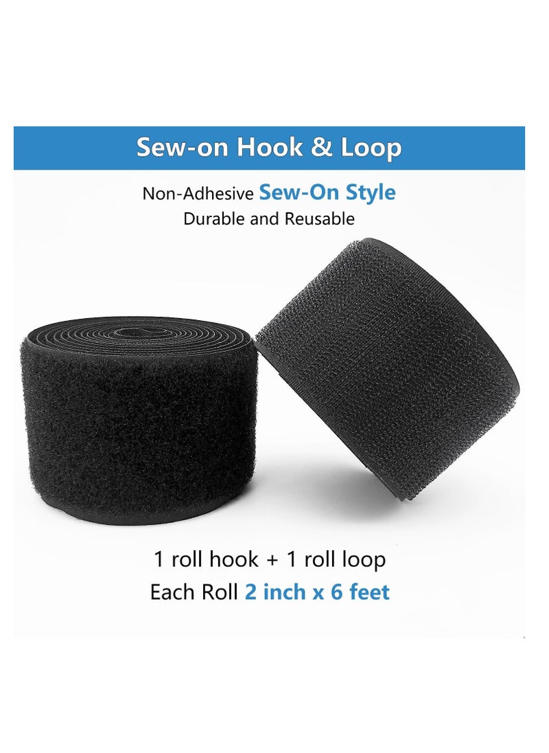 Hook and Loop Strips, 2 Inch Wide, Easy to Sew, Excellent Grip,Adhesive, Interlocking Tape, Hook and Loop Tape for Clothing Sewing Crafts and DIY Projects, Each Roll 2'' x 6', Black - pzsku/ZC8BB9D88A4AFD897B172Z/45/_/1696516082/a0f23a28-04ec-410d-9e15-5c0613660798