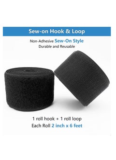 General Hook and Loop Strips, 2 Inch Wide, Easy to Sew, Excellent Grip,Adhesive, Interlocking Tape, Hook and Loop Tape for Clothing Sewing Crafts and DIY Projects, Each Roll 2'' x 6', Black  - Image 2