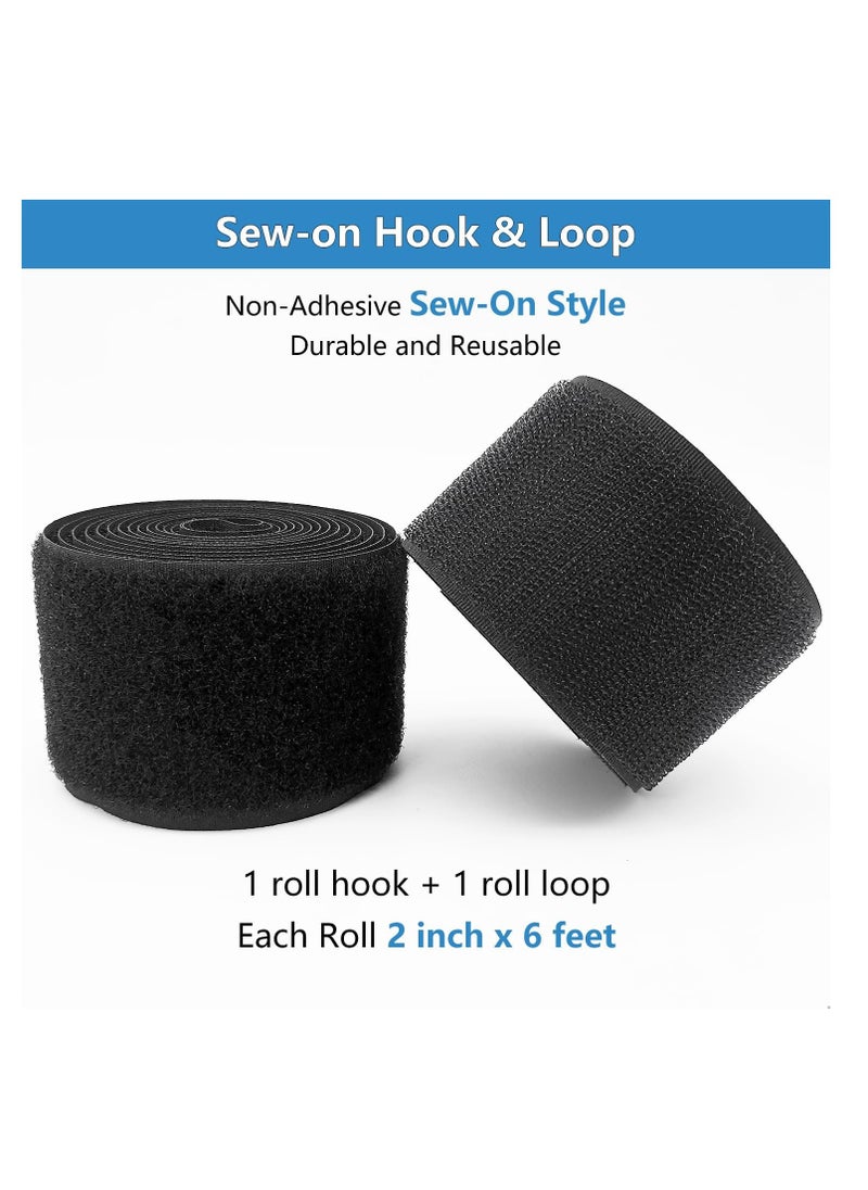 General - Hook and Loop Strips, 2 Inch Wide, Easy to Sew, Excellent Grip,Adhesive, Interlocking Tape, Hook and Loop Tape for Clothing Sewing Crafts and DIY Projects, Each Roll 2'' x 6', Black - Image 1