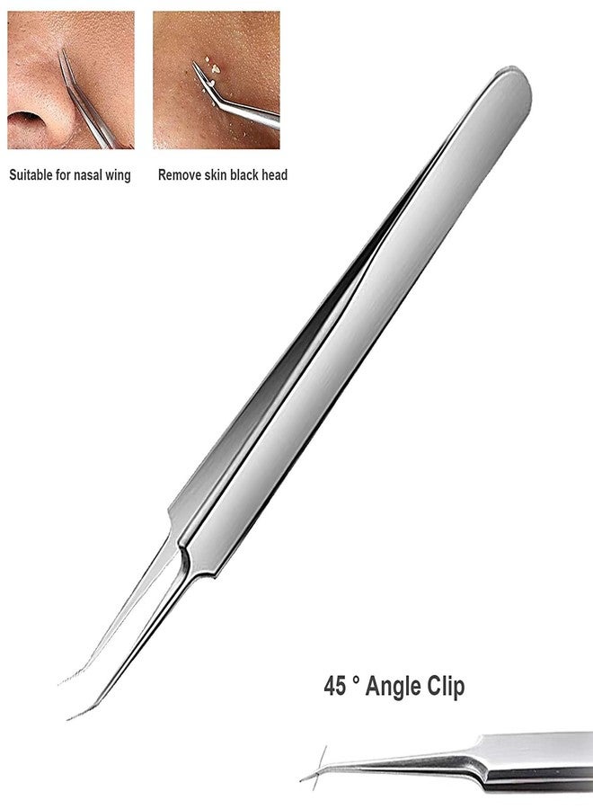 WSYUB Professional Blackhead Tweezers,High Hard Stainless Steel Blackhead Remover Tweezers, Precision Pimple Popper Tool Kit, Blackhead Extractor - Image 4