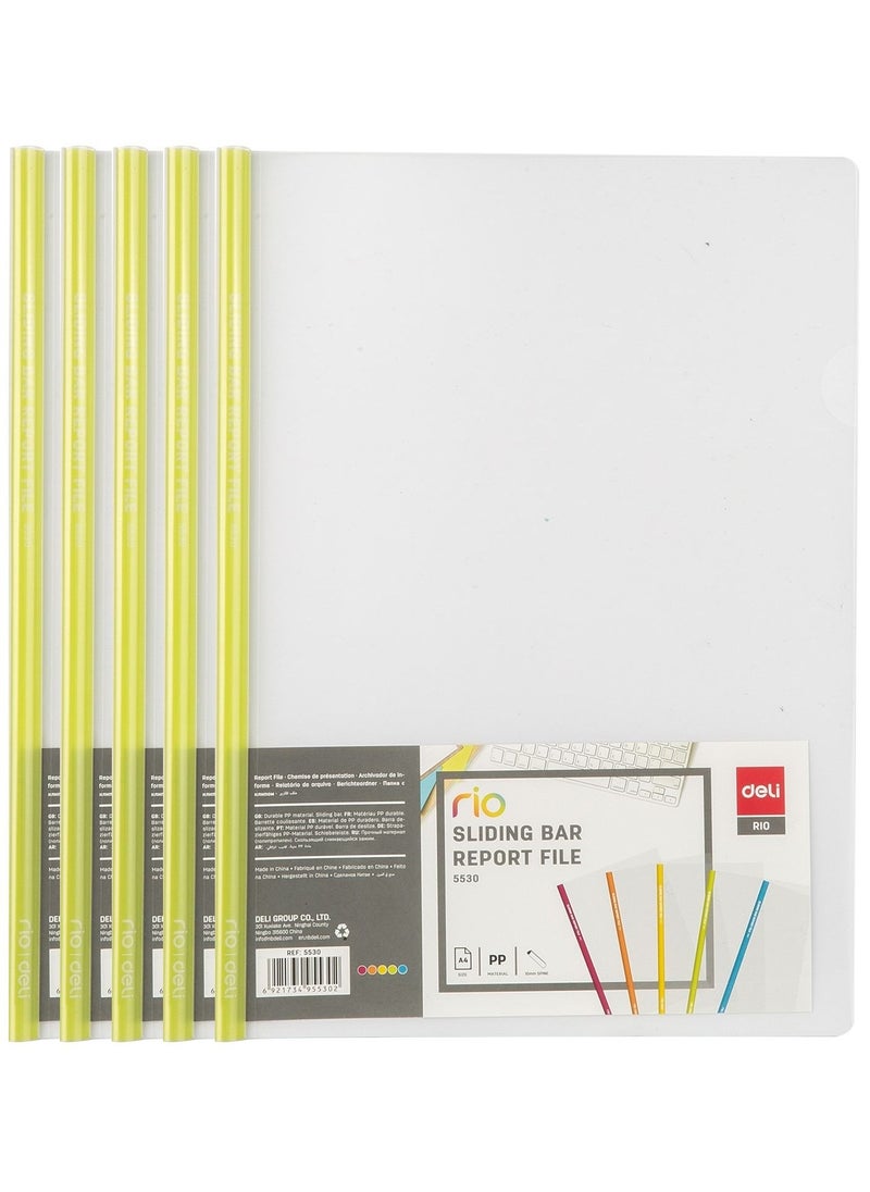 Deli - 5-Piece Report File With Green Sliding Bar - Image 1