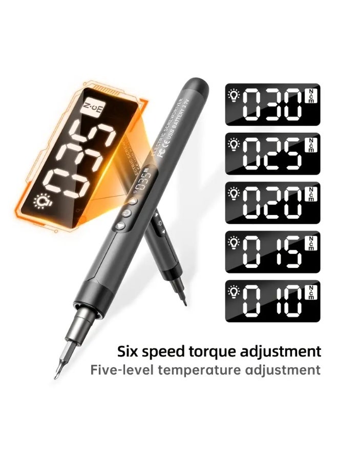 Generic 46-in-1 USB with light digital display electric screwdriver set, silent high torque five-speed adjustable multi-functional portable mini tool rechargeable lithium battery displays low power overload protection suitable for home use screw batch computer mobile phone repair tool set  - Image 3