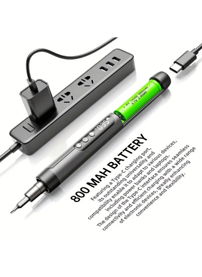 Generic 46-in-1 USB with light digital display electric screwdriver set, silent high torque five-speed adjustable multi-functional portable mini tool rechargeable lithium battery displays low power overload protection suitable for home use screw batch computer mobile phone repair tool set  - Image 2