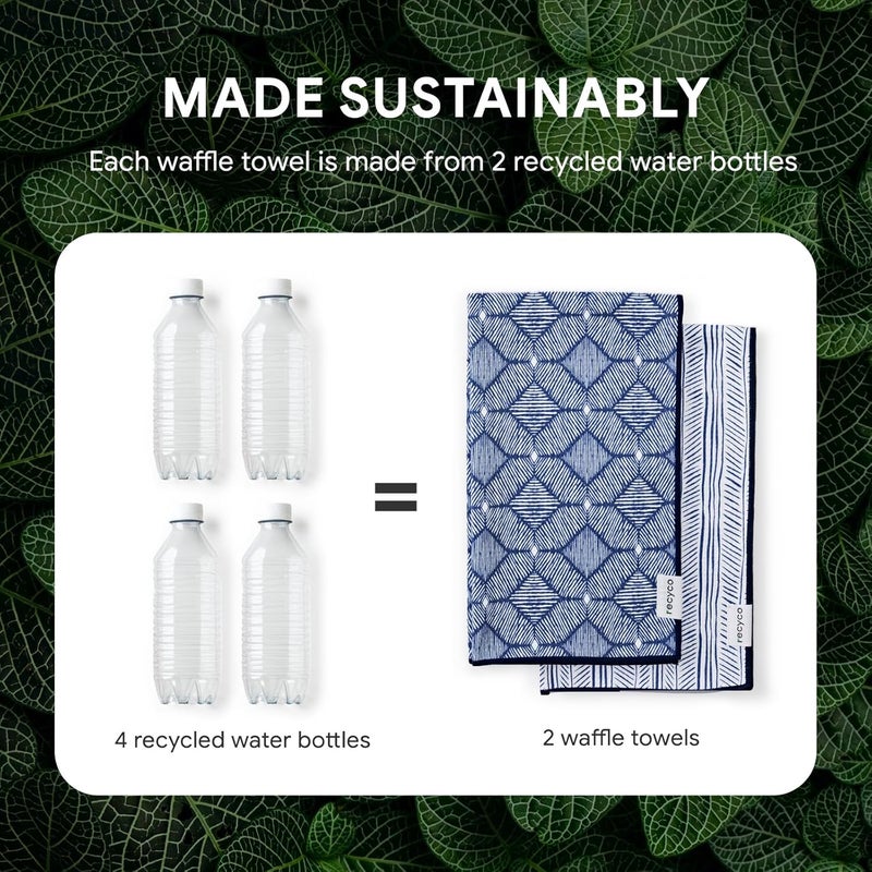 RECYCO Waffle Printed Kitchen Towel (Indigo Harmony, 16 * 28inch) - Image 5